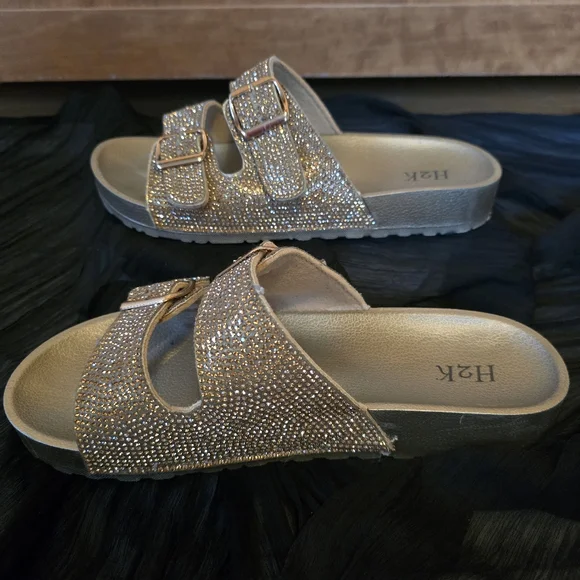 H2K Gold Slide Sandals Size 8 - Picture 3 of 7